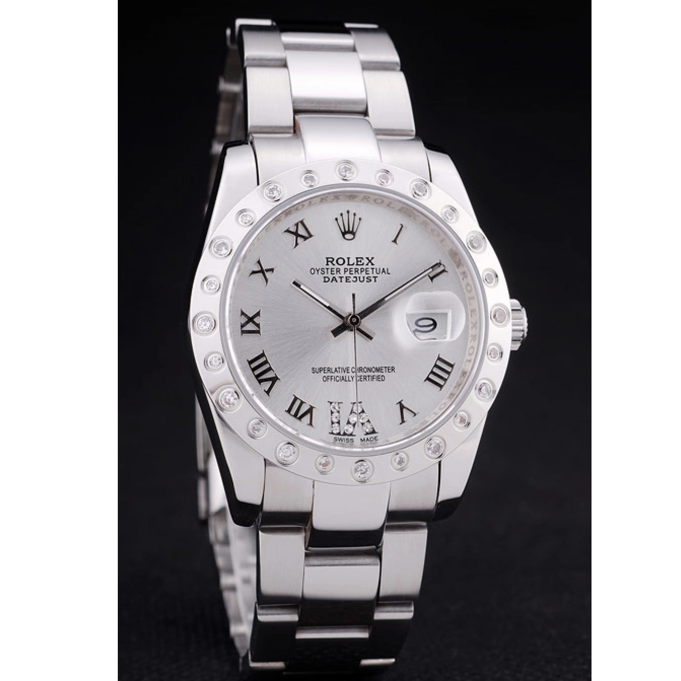 Aaa replica watch Rolex Bezel Dial Diamond Silver 7468 Datejust 0819
